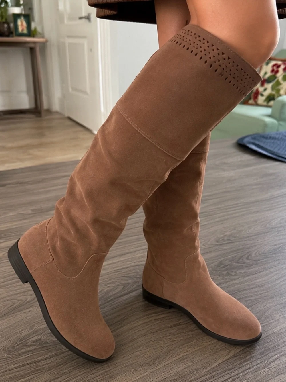 Over-the-Knee Suede Boots in Brown